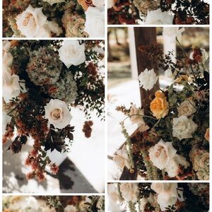 Anthropologie Cream and Orange Floral Baby Bag